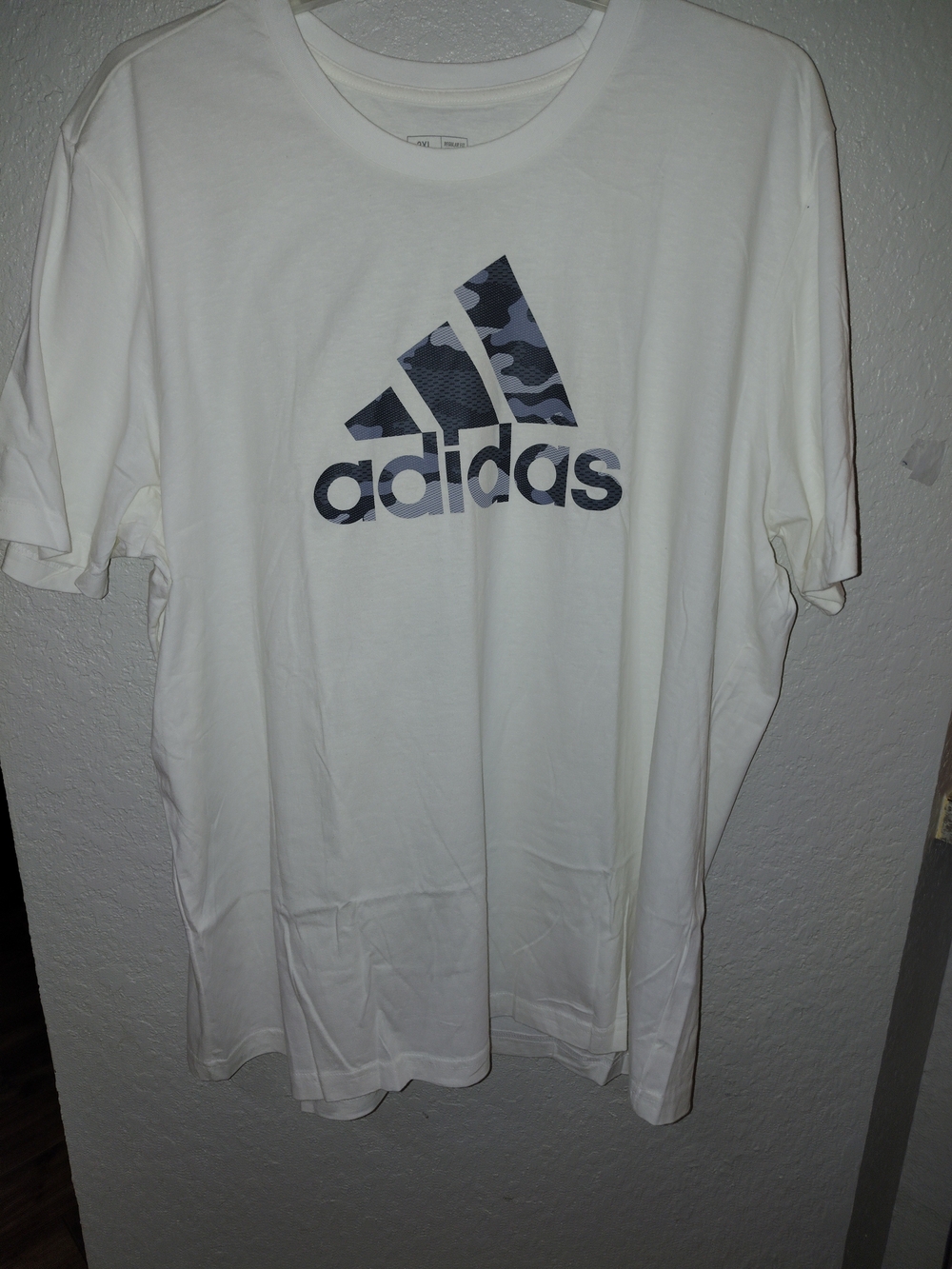 white Adidas Men's Camo Badge of Sport Graphic Tee 2XL L-26
